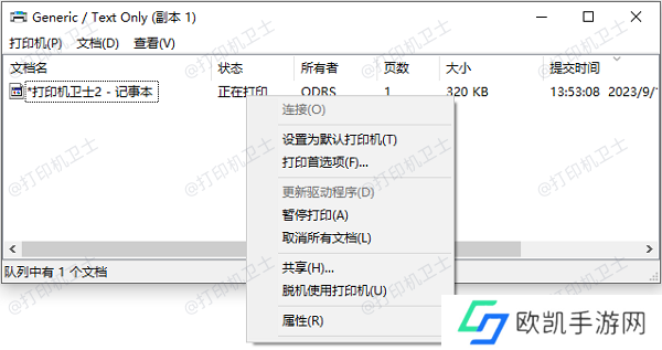 检查打印机队列